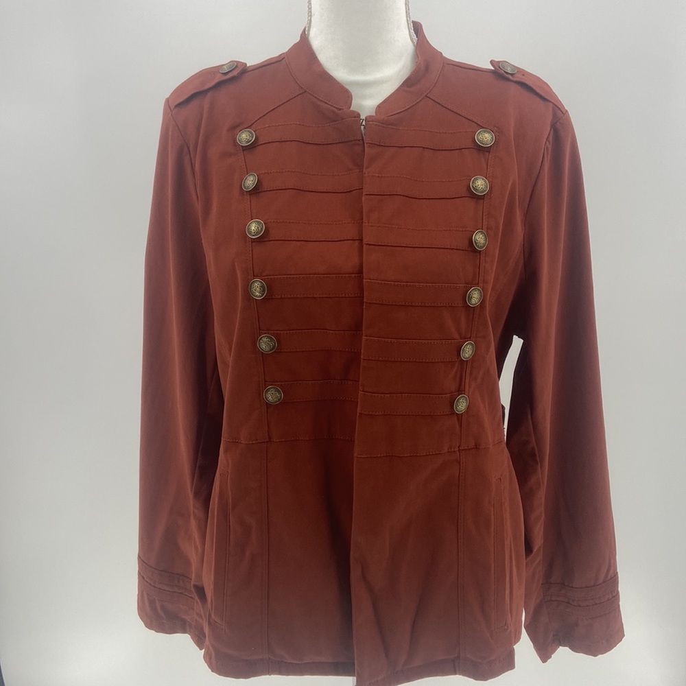 Chicos military style vibe rust brown jacket